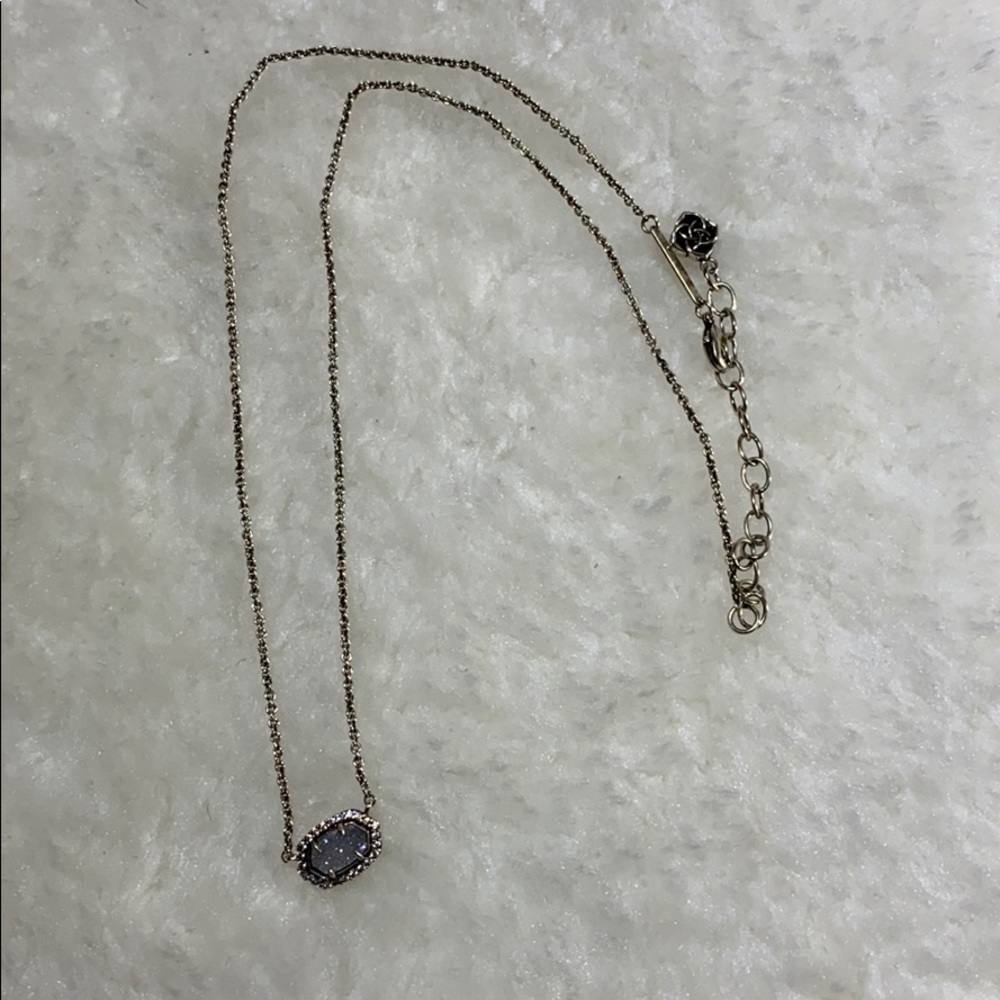 15” inch rhodium drusy necklace